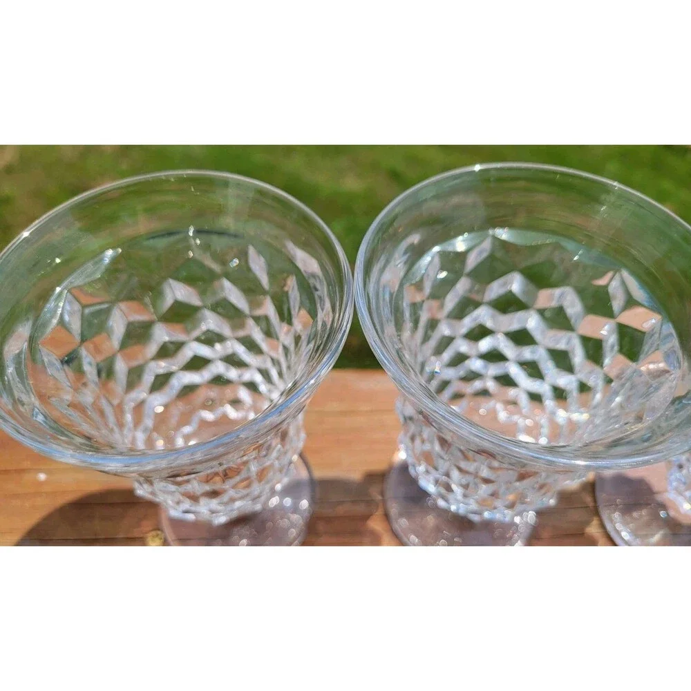 Fostoria American Clear Footed Cubist Low Water Goblets Set of 4 Vintage 5.5 in